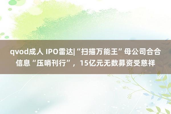 qvod成人 IPO雷达|“扫描万能王”母公司合合信息“压哨刊行”，15亿元无数募资受慈祥