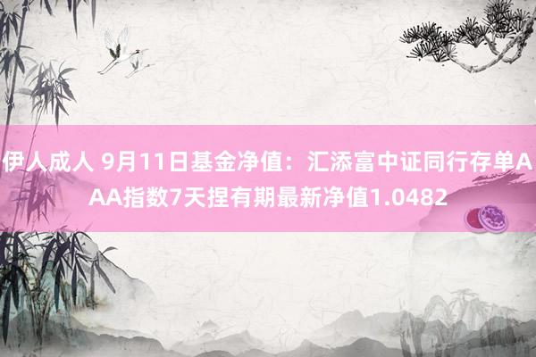 伊人成人 9月11日基金净值：汇添富中证同行存单AAA指数7天捏有期最新净值1.0482