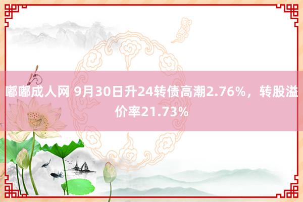 嘟嘟成人网 9月30日升24转债高潮2.76%，转股溢价率21.73%