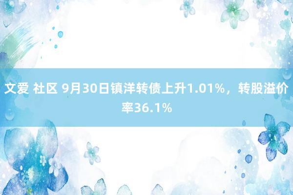 文爱 社区 9月30日镇洋转债上升1.01%，转股溢价率36.1%