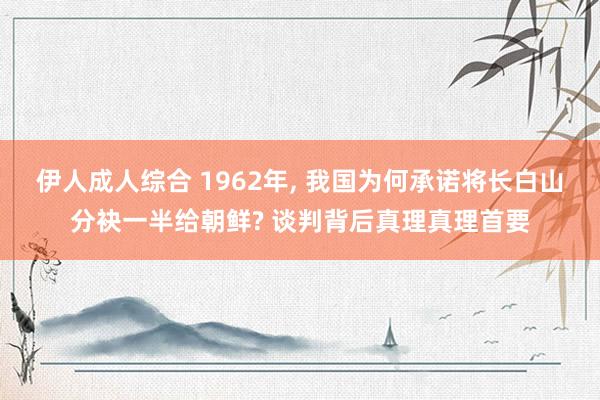 伊人成人综合 1962年， 我国为何承诺将长白山分袂一半给朝鲜? 谈判背后真理真理首要