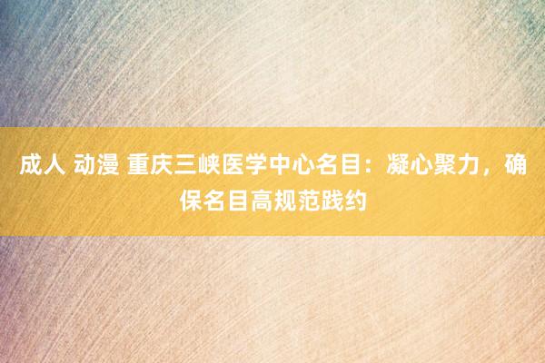 成人 动漫 重庆三峡医学中心名目：凝心聚力，确保名目高规范践约