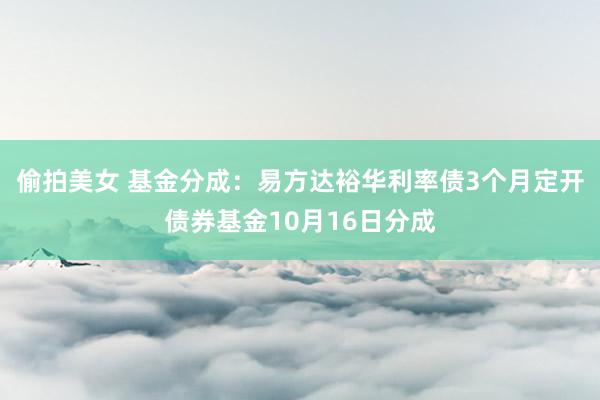 偷拍美女 基金分成：易方达裕华利率债3个月定开债券基金10月16日分成