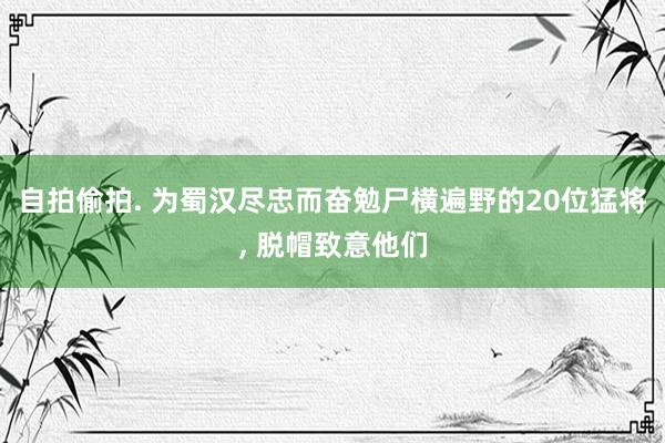 自拍偷拍. 为蜀汉尽忠而奋勉尸横遍野的20位猛将， 脱帽致意他们