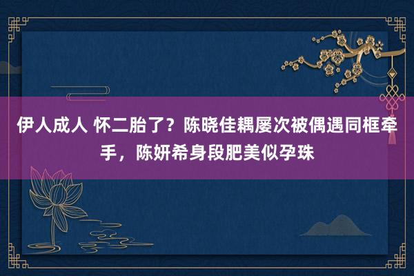 伊人成人 怀二胎了？陈晓佳耦屡次被偶遇同框牵手，陈妍希身段肥美似孕珠