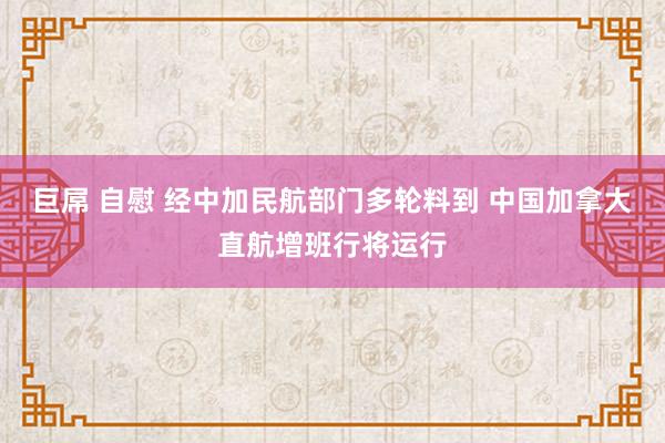 巨屌 自慰 经中加民航部门多轮料到 中国加拿大直航增班行将运行