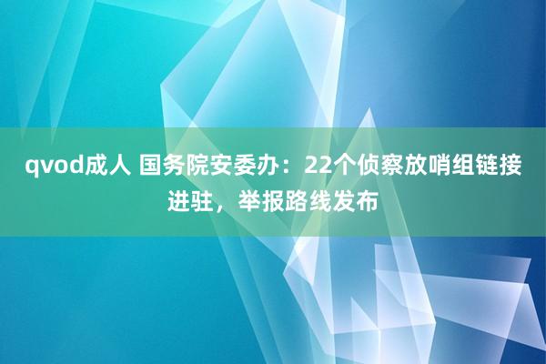 qvod成人 国务院安委办：22个侦察放哨组链接进驻，举报路线发布